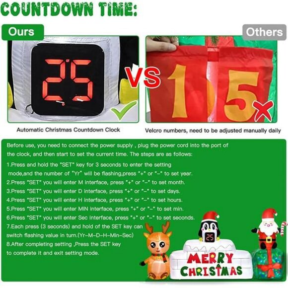 10.5 Ft Reindeer and Santa Inflatables with Rotating LED Lights - Picture 2 of 7